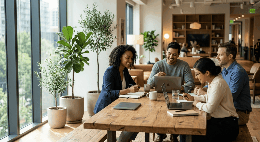 Calm accounting team using accounting firm efficiency software