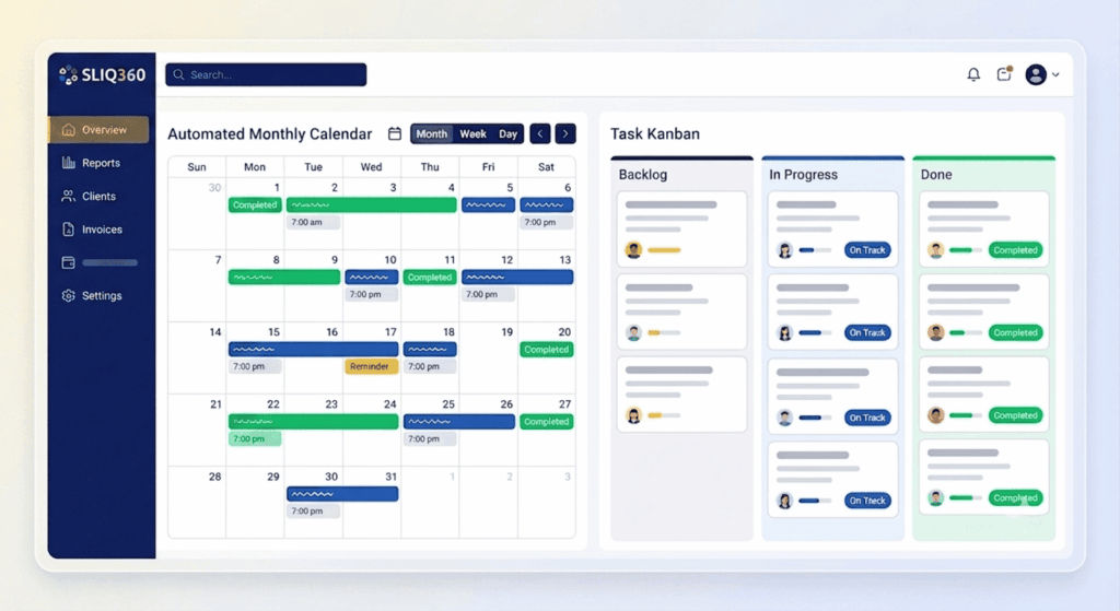 All-in-one accounting software dashboard by SLIQ 360